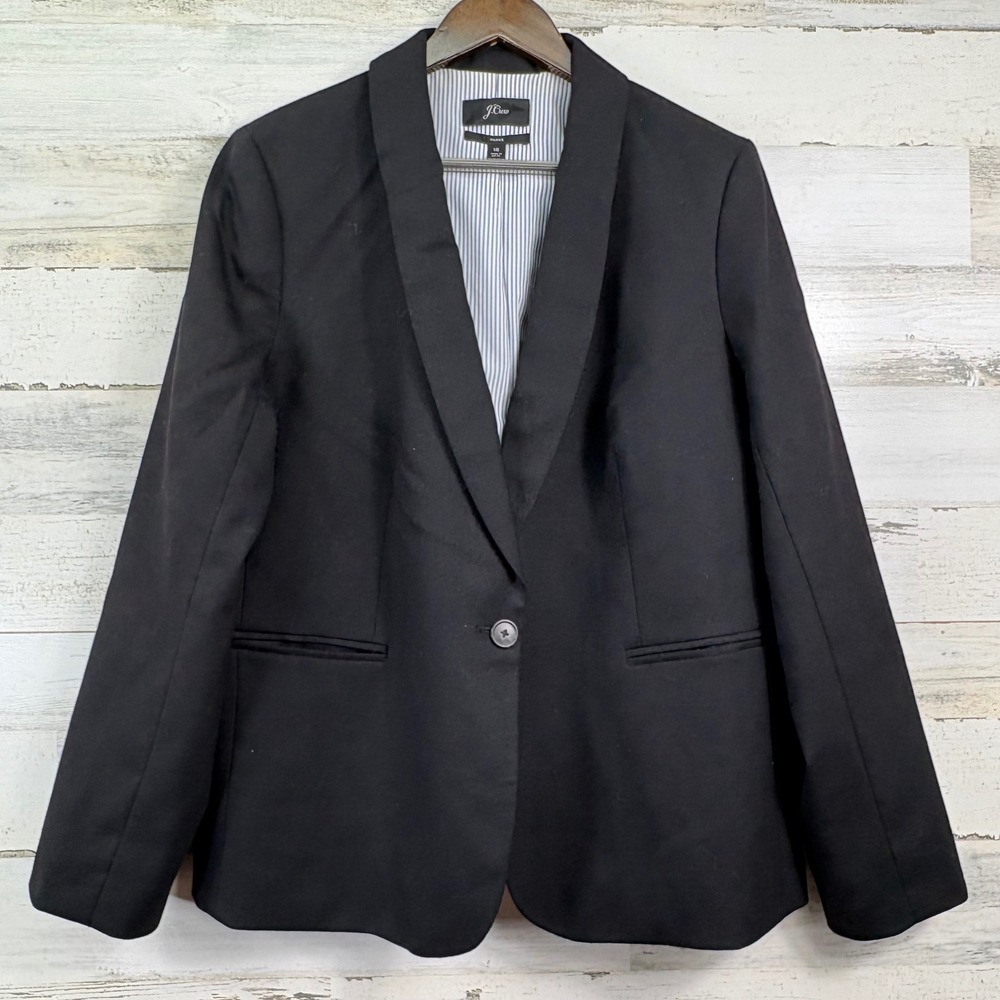 J.Crew Parke Blazer Womens 18 Black Wool Single Button‎ Professional Chic Preppy